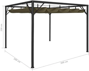 vidaXL Altana ogrodowa ze zwijanym dachem, 3x3 m, taupe, 180 g/m - Altany ogrodowe - miniaturka - grafika 8