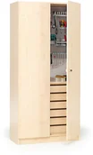 Szafy - AJ Produkty Drewniana szafa na narzędzia THEO, 1000x470x2100 mm, brzoza - miniaturka - grafika 1