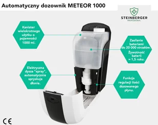 Agi.pl reklama Dozownik automatyczny płynów dezynfekcyjnych METEOR 1000 ml - Dezynfekcja Agi.pl reklama Dozownik automatyczny płynów dezynfekcyjnych METEOR 1000 ml - Dezynfekcja - miniaturka - grafika 4