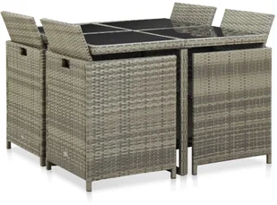 vidaXL 9-cz. zestaw mebli ogrodowych z poduszkami, rattan PE, szary - Meble ogrodowe - miniaturka - grafika 4