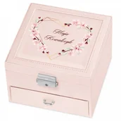 Pudełka i szkatułki - Murrano Szkatułka na Biżuterię Różowa z Nadrukiem Serce Boho SZKT-BR-028 - miniaturka - grafika 1