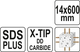 Yato WIERTŁO SDS PLUS PREMIUM 14MM/600MM Z GŁOWICĄ X-TIP DO ŻELBETU YT-41964 ZYSKAJ RABAT 30 ZŁ YT-41964 - Wiertła - miniaturka - grafika 5