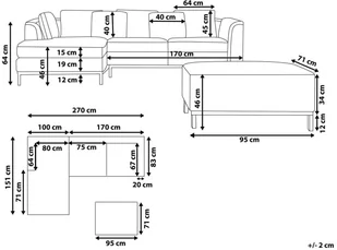 Beliani Naroünik z otomaną skórzany prawostronny czarny OSLO - Narożniki - miniaturka - grafika 4