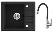 Zlewozmywaki - Laveo Zlewozmywak granitowy Trzynastka czarny + bateria Elza SBPE713Y SBPE713Y - miniaturka - grafika 1