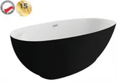 Wanny - Polimat Wanna wolnostojąca z półką 165x75 cm/ 190L , BIAŁA/CZARNY MAT 00473 - miniaturka - grafika 1