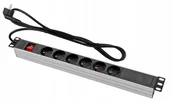 Listwy zasilające - Przedłużacz Sieciowy 6 Gniazd Włącznik Rack 1U 3M - miniaturka - grafika 1