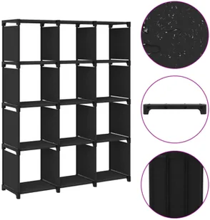 vidaXL Regał z 12 przegrodami, czarny, 103x30x141 cm, tkanina - Regały - miniaturka - grafika 2