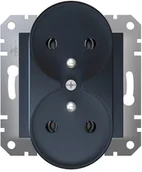 Gniazdka elektryczne - Schneider Electric Gniazdo podwójne Asfora z uziemieniem antracyt EPH9810271 - miniaturka - grafika 1