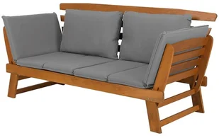 Beliani Sofa ogrodowa drewniana jasnobrązowa regulowane podłokietniki PORTICI - Ławki ogrodowe - miniaturka - grafika 6