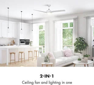 Klarstein Figo Wentylator stropowy 52" 55W Lampa stropowa 2x42W Pilot biały VTS6-Figo-W - Wentylatory sufitowe - miniaturka - grafika 2