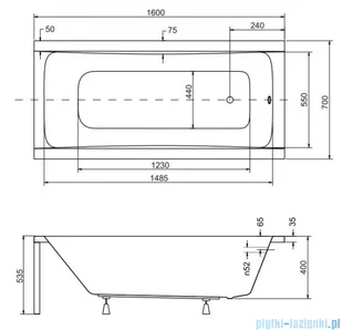 Besco Optima 160x70cm wanna prostokątna + obudowa + syfon - Wanny - miniaturka - grafika 2