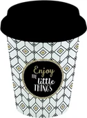 Kubki - Nuova Cer Easy life r2s PORCELANOWY KUBEK PODRÓŻNY Z POKRYWKĄ - Enjoy the little things - 220 ml 130 TM05 - miniaturka - grafika 1