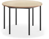 Meble do szkół i przedszkoli - AJ Produkty Stół SONITUS, okrągły,  1200x760 mm, beżowe linoleum, antracyt - miniaturka - grafika 1