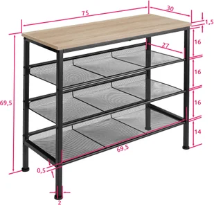 tectake Regał na buty Wolverhampton - industrialny jasny 404284 - Szafki na buty - miniaturka - grafika 6