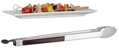 Przybory do gotowania - Relaxdays szczypce kuchenne stal nierdzewna, szczypce szczypce do grilla z drewnianym uchwytem, 38 cm, stal nierdzewna, srebrny 10022815 - miniaturka - grafika 1