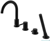 Baterie umywalkowe - KOHLMAN Axel Black bateria wannowa 4-otworowa z obrotową wylewką czarny mat QB244AB | - miniaturka - grafika 1