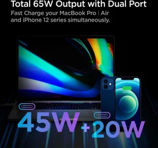 Spigen PE2007EU POWERARC 2-PORT NETWORK CHARGER PD60W/QC3.0 WHITE FD_19537-0 - Ładowarki do telefonów - miniaturka - grafika 7