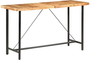 vidaXL 9-cz. zestaw mebli barowych, drewno akacjowe i naturalna skóra - Stoły z krzesłami - miniaturka - grafika 2