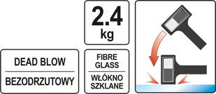 YATO MŁOT GUMOWY BEZODRZUTOWY 2,4 KG TRZON Z WŁÓKNA SZKLANEGO YT-46270 YT-46270 - Młotki - miniaturka - grafika 3