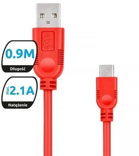 EXC Kabel USB 2.0 eXc WHIPPY USB A M Lightning 8-pin M 0,9m czerwony KKE0KKBU00R0 - Kable USB - miniaturka - grafika 3