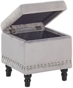 Beliani Puf ze schowkiem welurowy jasnoszary LORETTO - Pojemniki na zabawki - miniaturka - grafika 5