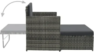vidaXL 2-cz zestaw wypoczynkowy do ogrodu poduszki rattan PE szary 44483 - Sofy ogrodowe - miniaturka - grafika 5