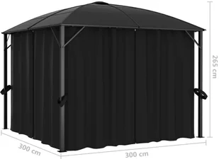vidaXL Altana ogrodowa z zasłonami, 300x300x265 cm, antracytowa - Altany ogrodowe - miniaturka - grafika 8