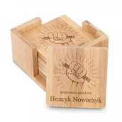 Pozostałe akcesoria barmańskie - Murrano Podkładki bambusowe pod piwo kawę zestaw x6 grawer pogromca nieuków d PDK-BMB-036 - miniaturka - grafika 1