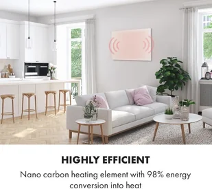 Klarstein Klarstein Wonderwall Air Infinite, grzejnik promiennikowy na podczerwień, 90 x 60 cm, 580 W, montaż ścienny, FB, białyKlarstein ACO10-WdwlAirInfnt58 - Ogrzewanie przenośne - miniaturka - grafika 3