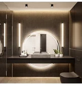 Lustra - Koło Łukasz Ochwat Alfaram Lustro w dwóch częściach z podświetleniem WIRO LED II, Dostępne wymiary: Średnica 200cm - miniaturka - grafika 1