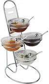 Pozostałe akcesoria kuchenne - APS bufetowa drabinka, 3-stopniowa ok. średnica 30 cm, wysokość 48 cm z metalu, chromowane, 12-częściowy 4 szklane misy (Arcoroc) o średnicy 14 cm (11498) - miniaturka - grafika 1