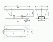 Wanny - Kaldewei Saniform Plus 360-1 Zestaw 140x70x41 biały 111500010001+495121+581470020000 - miniaturka - grafika 1