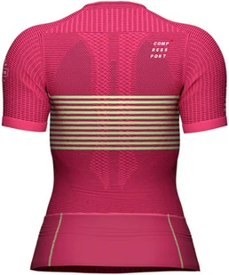 Compressport Triathlonowa koszulka kompresyjna damska TRI POSTURAL SS TOP różowo-zielona - Bielizna sportowa damska - miniaturka - grafika 4
