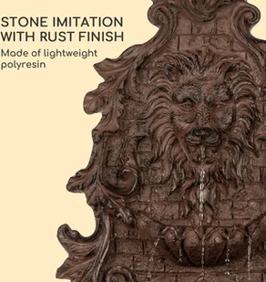 Blumfeldt Löwenstein, fontanna ścienna 2 W, pompa solarna, materiał: polyresin, 4 białe LED, kabel 5 m SOL1-Leo - Fontanny ogrodowe - miniaturka - grafika 5