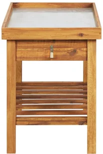 vidaXL Stół ogrodniczy z cynkowym blatem, lite drewno akacjowe - Stoły ogrodowe - miniaturka - grafika 5