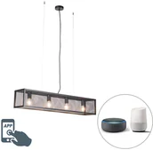 Systemy inteligentnych domów - QAZQA Przemysłowa lampa wisząca czarna siatka 4-źródła światła E27 WiFi - Cage - miniaturka - grafika 1