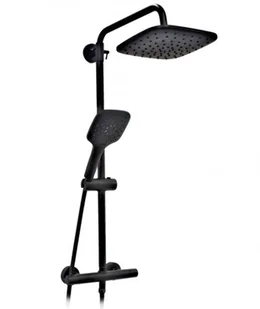 Loge DESZCZOWNICA 22 22 cm drążek: teleskopowy 85-120 cm +bateria termostatyczna, CZARNY PÓŁMAT Vesuvio Vesuvio BL - Deszczownice - miniaturka - grafika 2