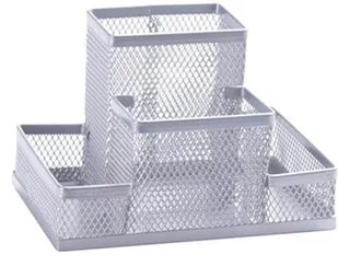 Q-CONNECT Przybornik na biurko 4 przegrody metalowy srebrny PBS Connect Polska - Przybory szkolne - miniaturka - grafika 4