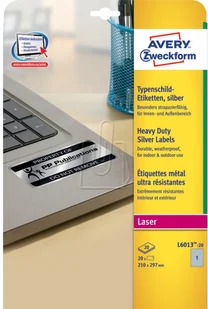 Avery Zweckform Etykiety znamionowe srebrne Zweckform A4 20ark./op. 210x297mm poliestrowe PROMOCJA! AVE-L6013-20 - Etykiety do drukarek - miniaturka - grafika 8