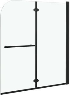 VidaXL Składany parawan nawannowy, 2 panele, ESG, 120 x 140 cm, czarny 147194         VidaXL - Parawany nawannowe - miniaturka - grafika 3
