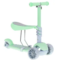 Hulajnogi - Hulajnoga trójkołowa z siedziskiem balansowa miętowo szara LED KX6625 - miniaturka - grafika 1