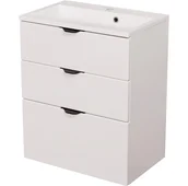 Szafki łazienkowe - Biała szafka łazienkowa z umywalką 60/3 cm Victa VIC-B-U60/39/3 + KIDDY-60 - miniaturka - grafika 1