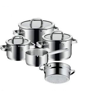 WMF Function 4 wkładka zestaw garnków, amortyzator z 5-częściowy, Cromargan stal nierdzewna polerowana, szklaną pokrywką, do płyt indukcyjnych, nadaje się do mycia w zmywarce, czarna 761056380 - Zestawy garnków i patelni - miniaturka - grafika 2