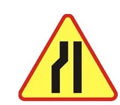 Wyposażenie miejsc publicznych - Znak ostrzegawczy A-12C Zwężenie jezdni - lewostronne - miniaturka - grafika 1