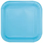 Kinder party - Unique Supplies imprezowy Impreza talerze papierowe, 18 cm, kwadratowa, 16 szt., niebieski (Babyblau) 30900 - miniaturka - grafika 1