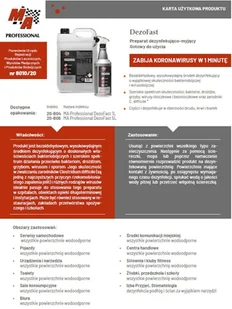 MA PROFESSIONAL Płyn do dezynfekcji odkażania bakteriobójczy i wirusobójczy DEZOFAST 5L - Dezynfekcja - miniaturka - grafika 2