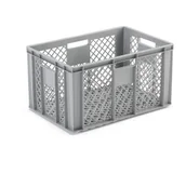 Pojemniki biurowe - AJ Produkty Perforowana skrzynka plastikowa, szary, 600x400x320 mm - miniaturka - grafika 1