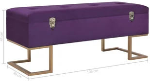 vidaXL Ławka ze schowkiem, 105 cm, fioletowa, aksamitna vidaXL - Ławki do przedpokoju - miniaturka - grafika 7