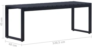 vidaXL Ławka ogrodowa, 120,5 cm, płyta PS, czarna - Ławki ogrodowe - miniaturka - grafika 5