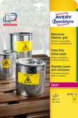 Etykiety do drukarek - Avery Zweckform Etykiety Heavy Duty Zweckform; A4, 20 ark./op., 70 x 37 mm, żółte, poliestrowe L6131-20 - miniaturka - grafika 1